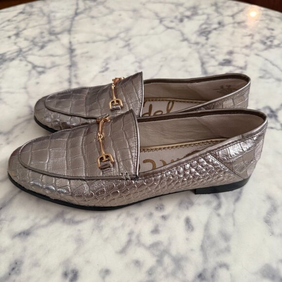 Sam Edelman Loraine Metallic/Croc Embossed Leather Loafer Womens Size US 6 - Picture 4 of 7